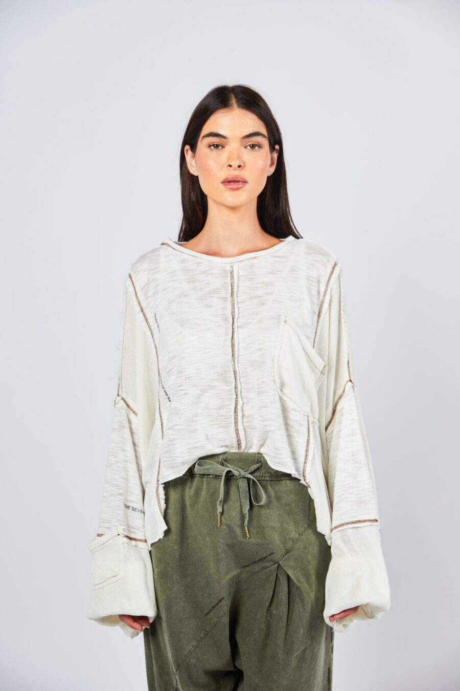 Cream oversize jersey top | Runway Secrets