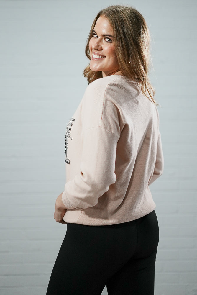 pale pink Embroidered long sleeve jumper | Runway Secrets