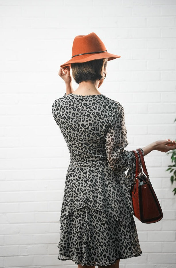 Short chiffon leopard print wrap dress | Runway Secrets