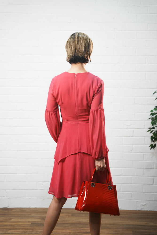 Red embossed leather handbag | Runway Secrets