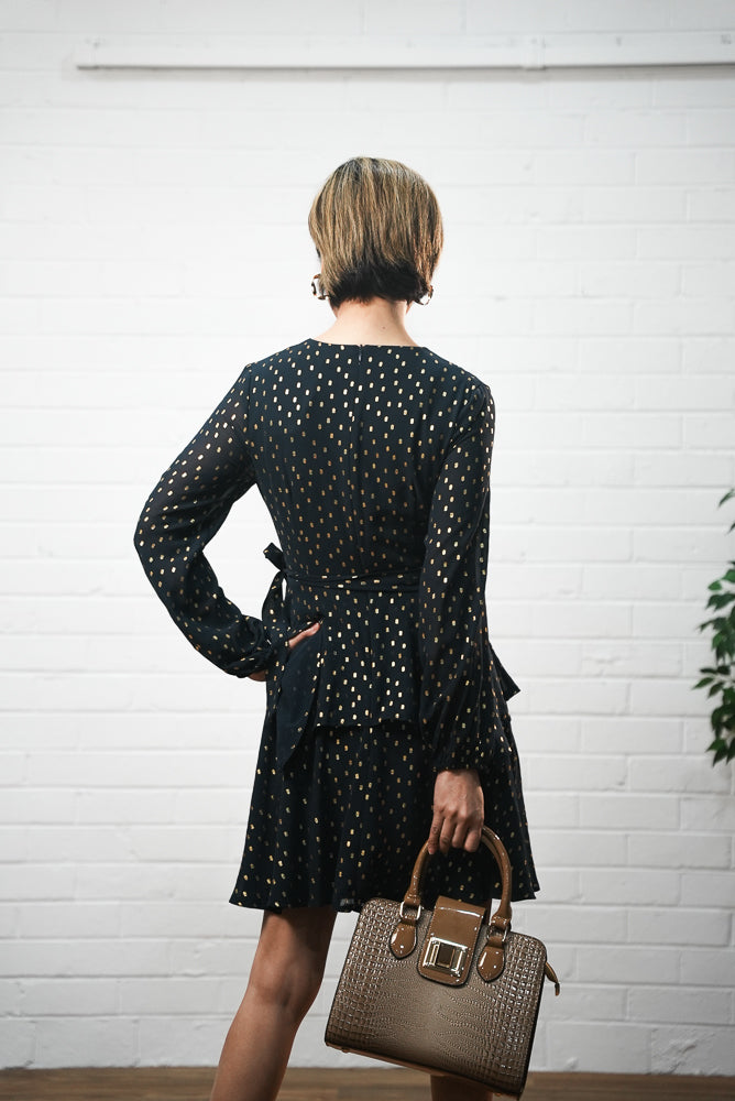 Metallic polka dot short dress | Runway Secrets