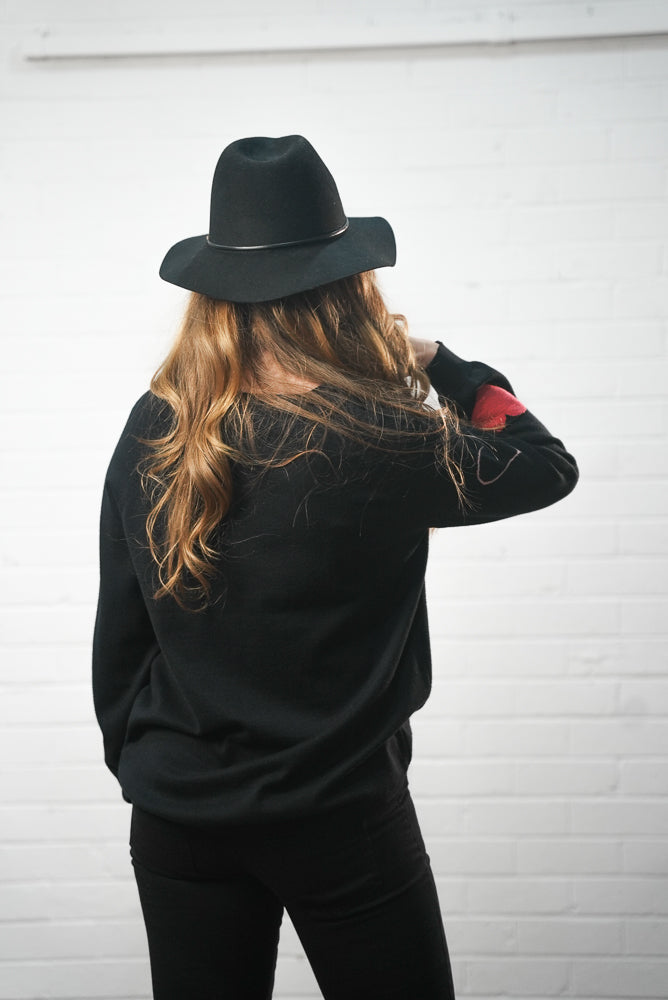 black Crewneck jumper with embroidery | Runway Secrets