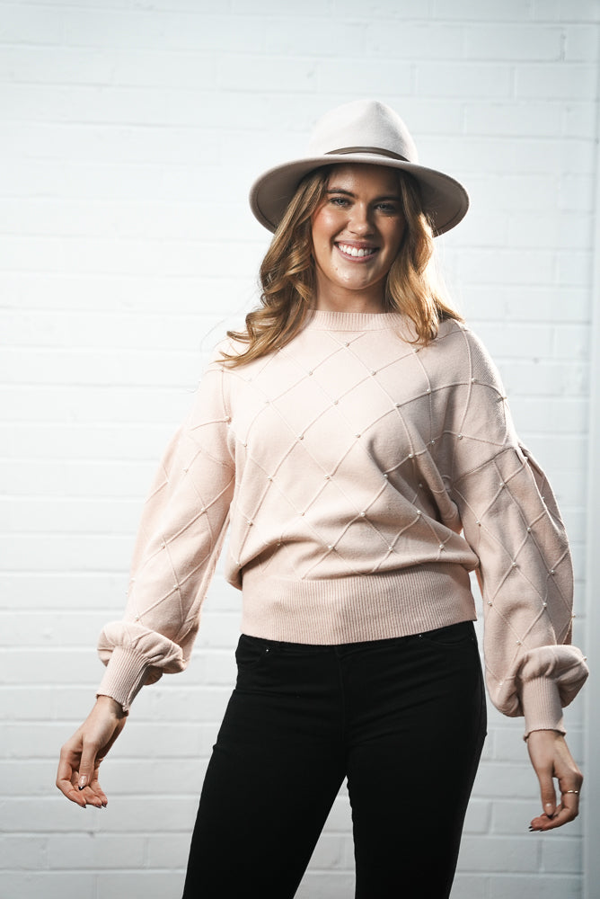 PINK Pearl embroidered jumper | Runway Secrets