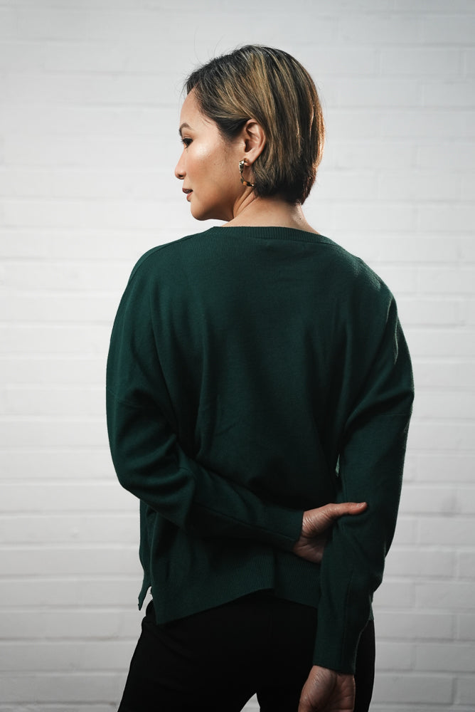 green Crewneck embroidered jumper | Runway Secrets