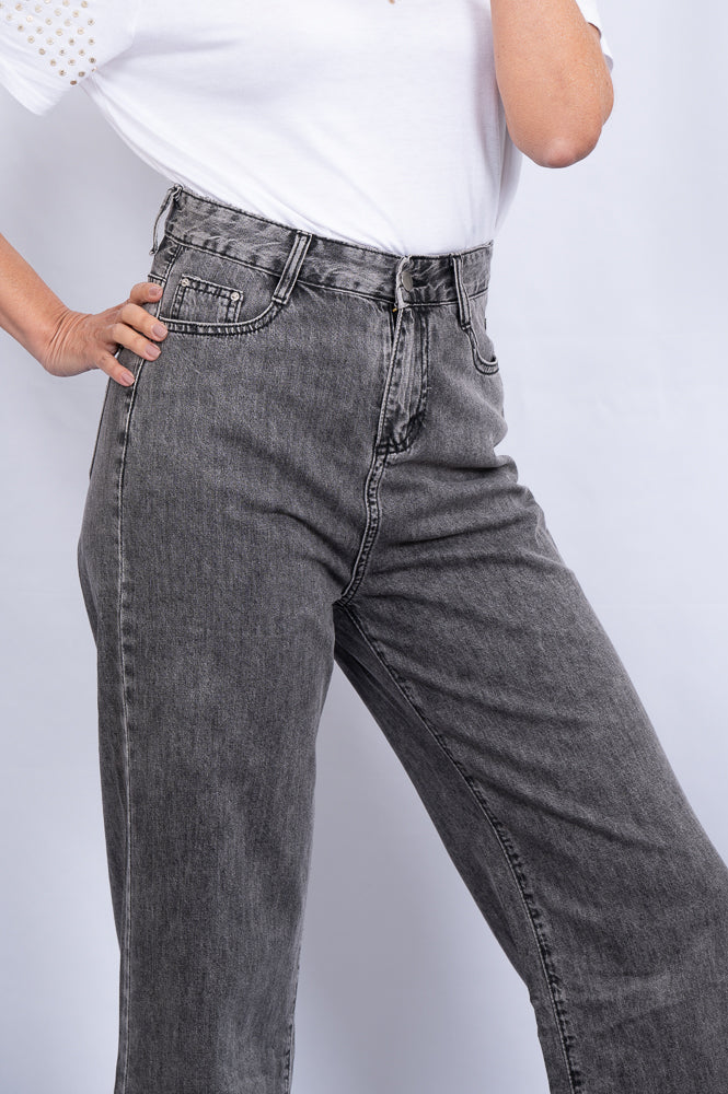 grey High waisted flare denim |  Runway Secrets