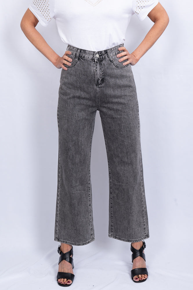 grey High waisted flare denim |  Runway Secrets