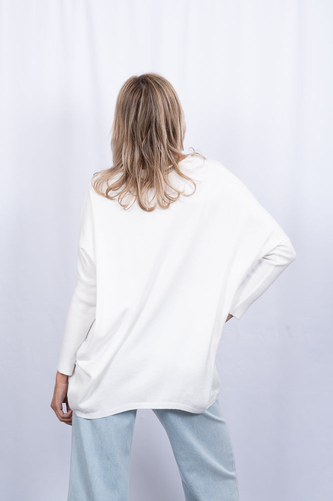 white Oversized sparkle heart knit jumper | Runway Secrets