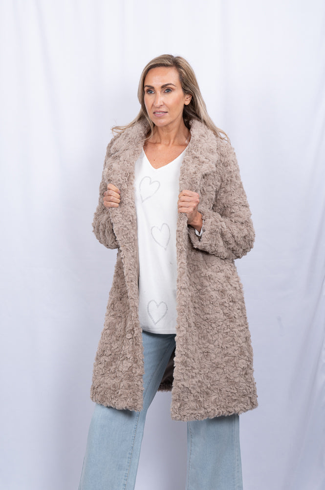 taupe Faux shearling coat | Runway Secrets