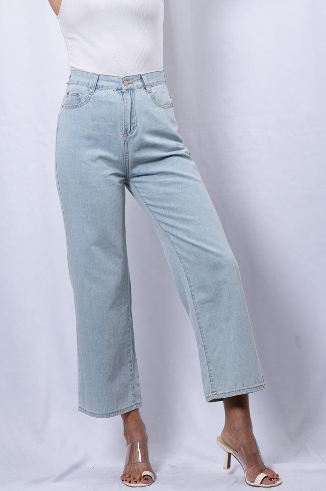 blue High waisted flare denim |  Runway Secrets