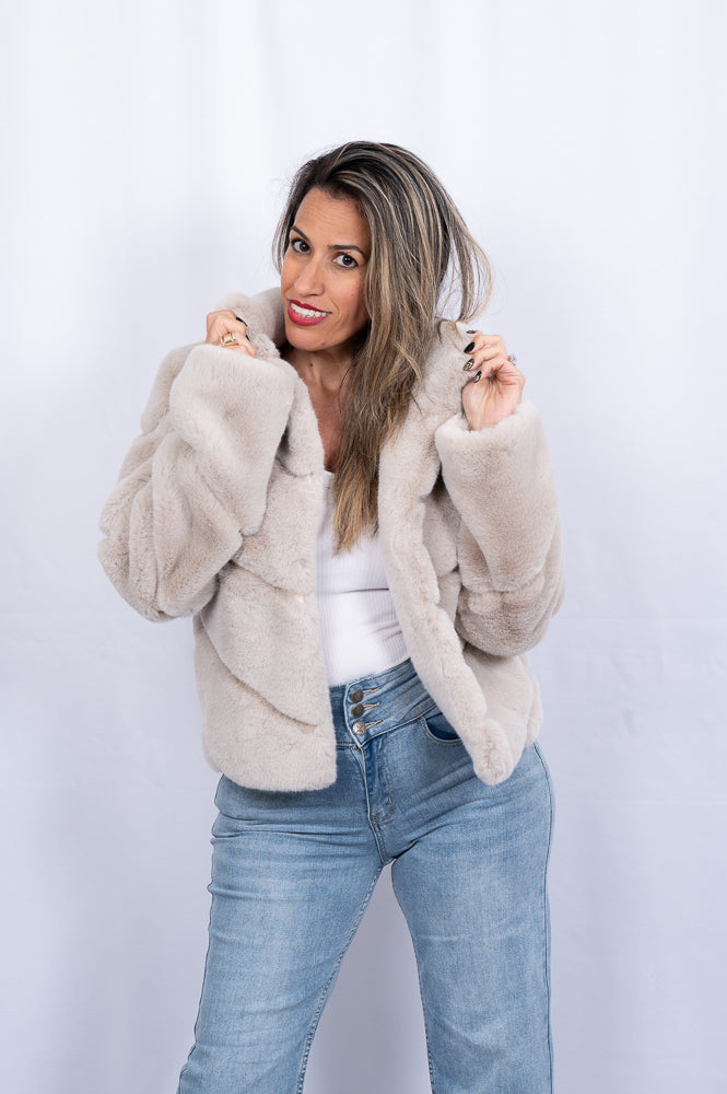 Textured faux fur short jacket ZARA JACKET