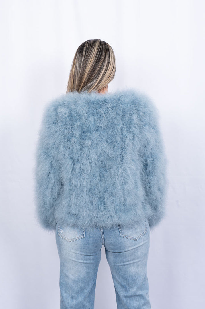 blue Feather jacket | Runway Secrets