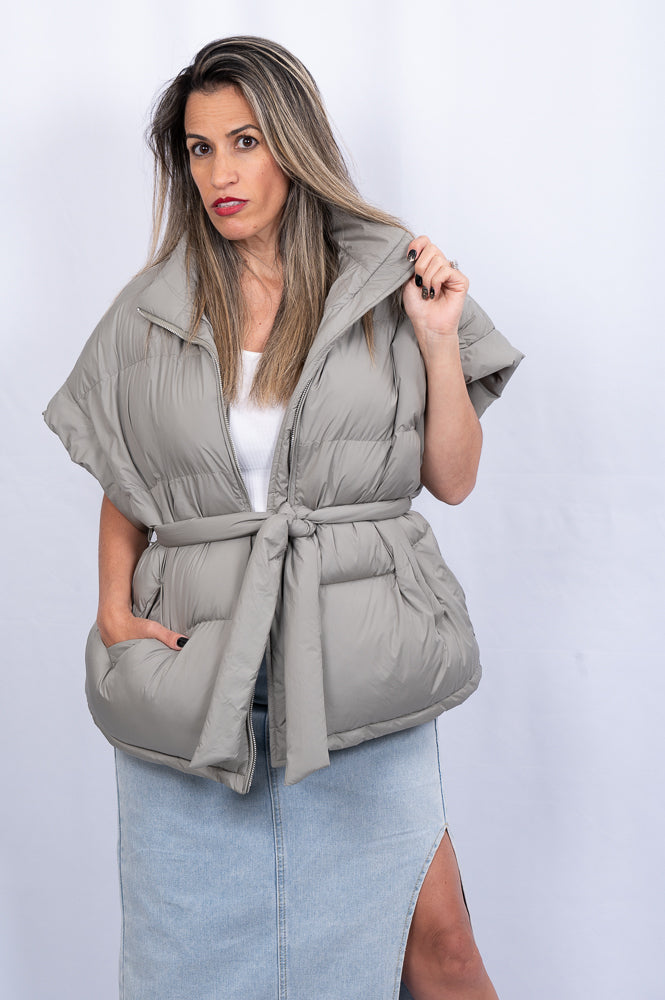 sage Sleeveless puffer vest | JACKIE