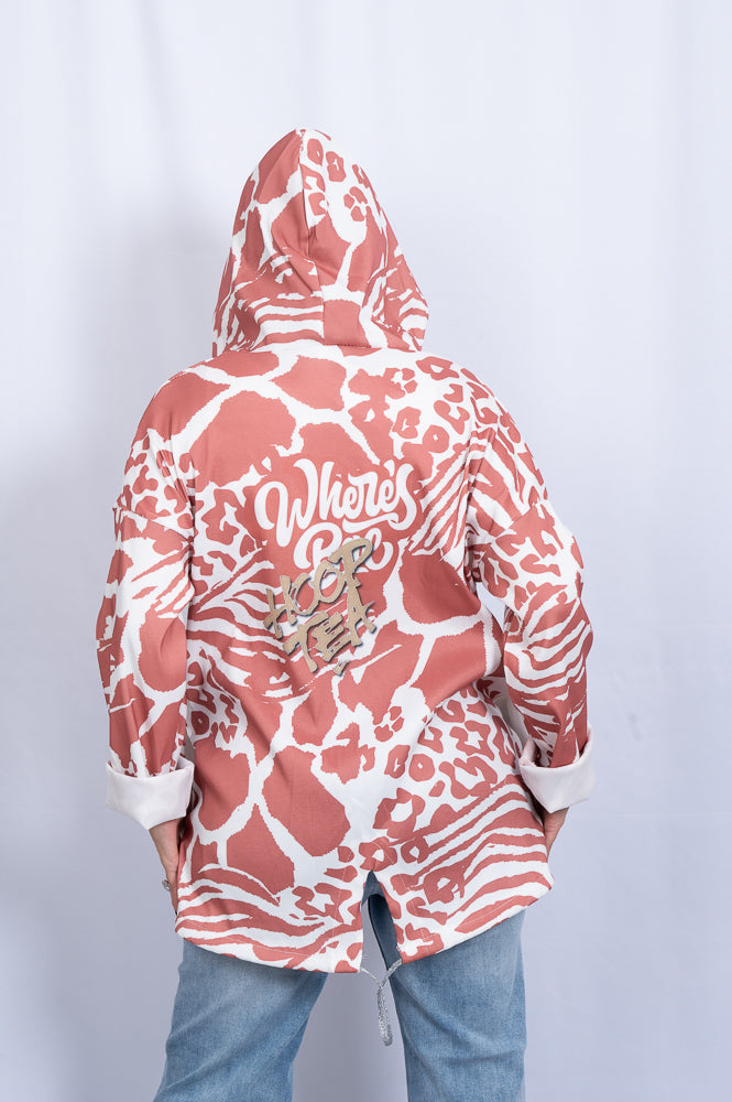 pink Printed zipped hoodie | Runway Secrets