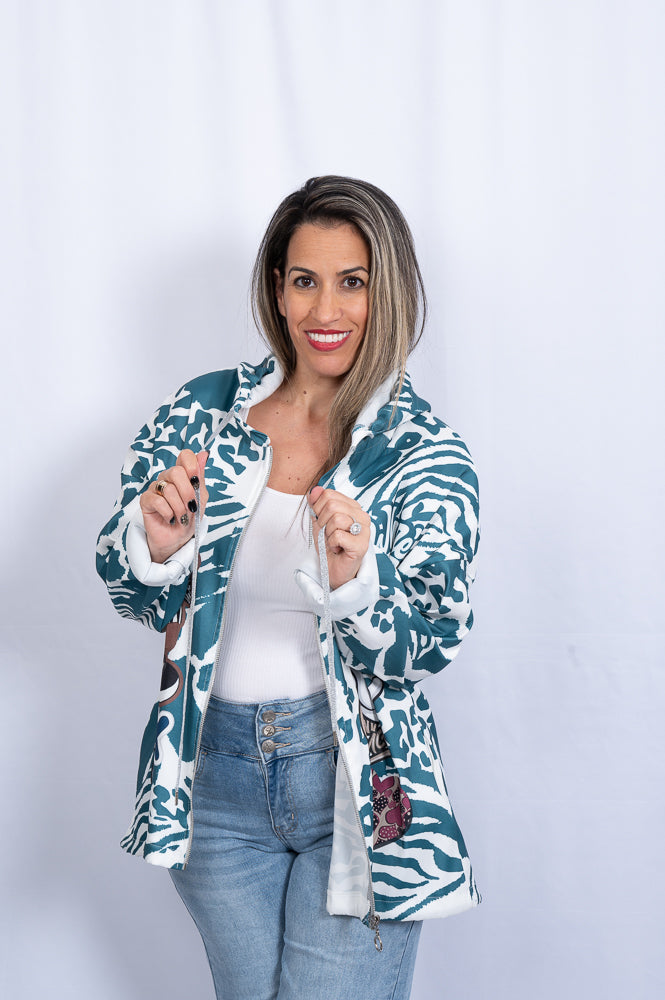 Printed zipped hoodie | MIKKI JUMPER