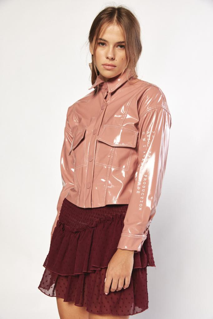 Vinyl pink jacket sales