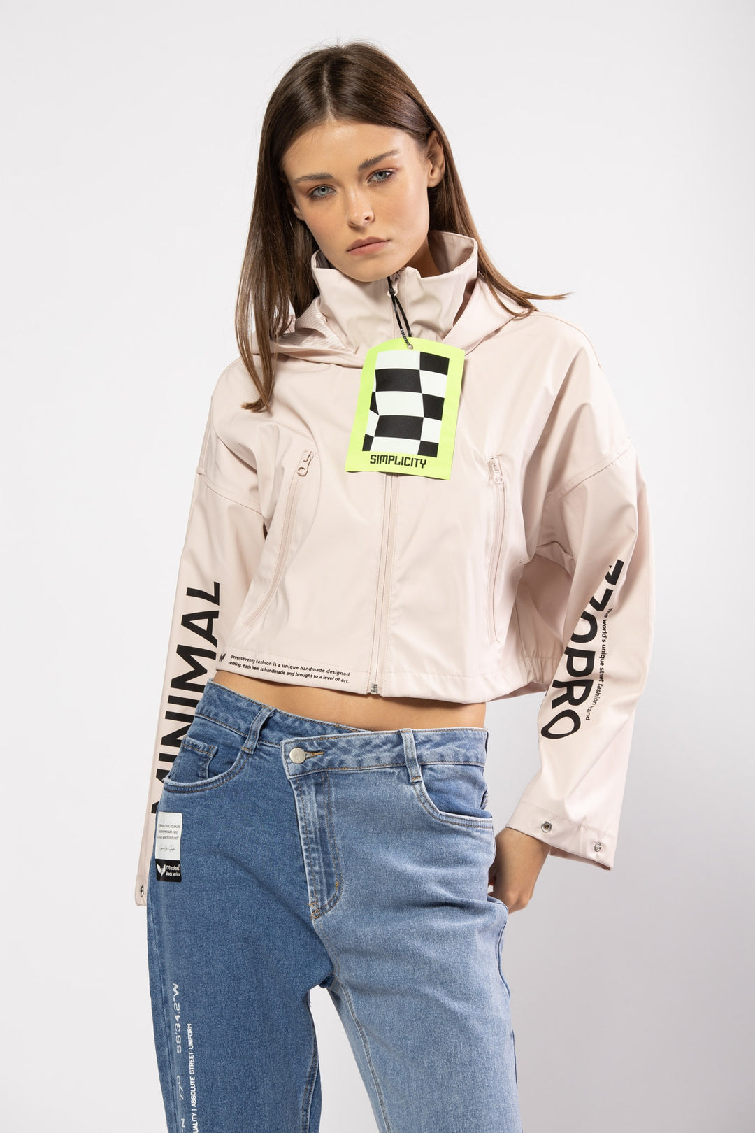 Natural cropped vinyl jacket | Runway Secrets