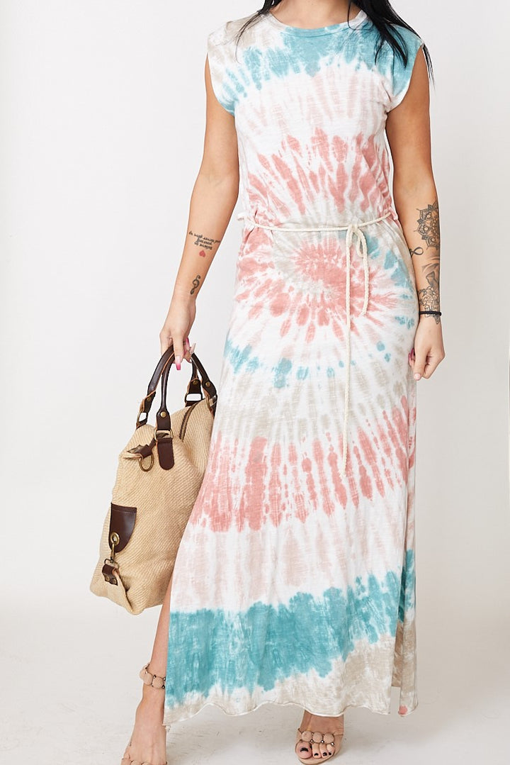 BEACH - SLEEVELESS COTTON DRESS WITH STRING BELT